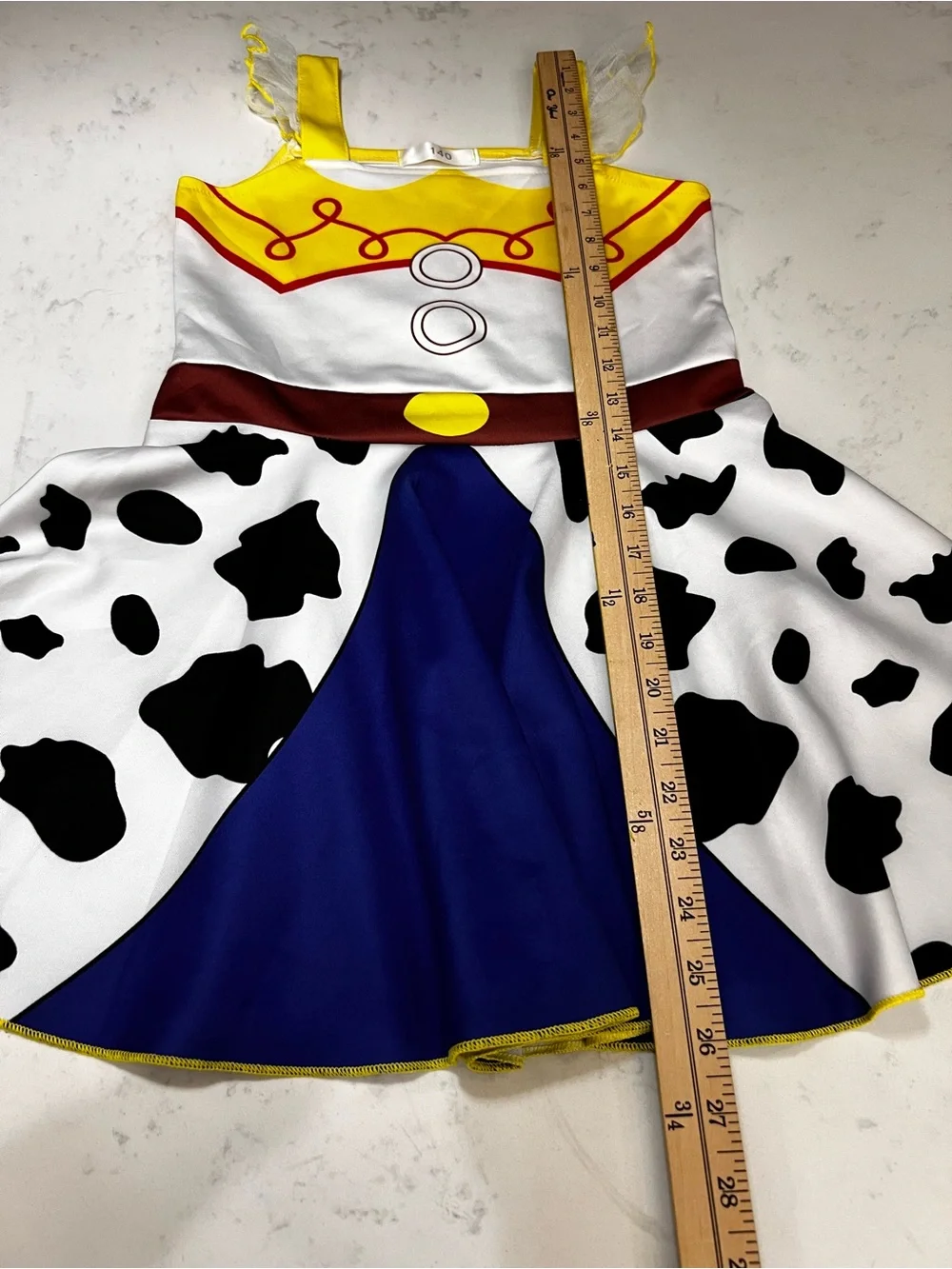 Cowprint Sheriff-Inspired Dress in Yellow, Blue & White - Picture 8 of 14